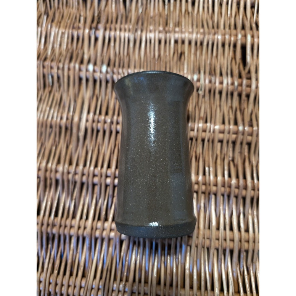 Studio Art Pottery Glaze Brown Vase LUX stamped 5 Inches Tall